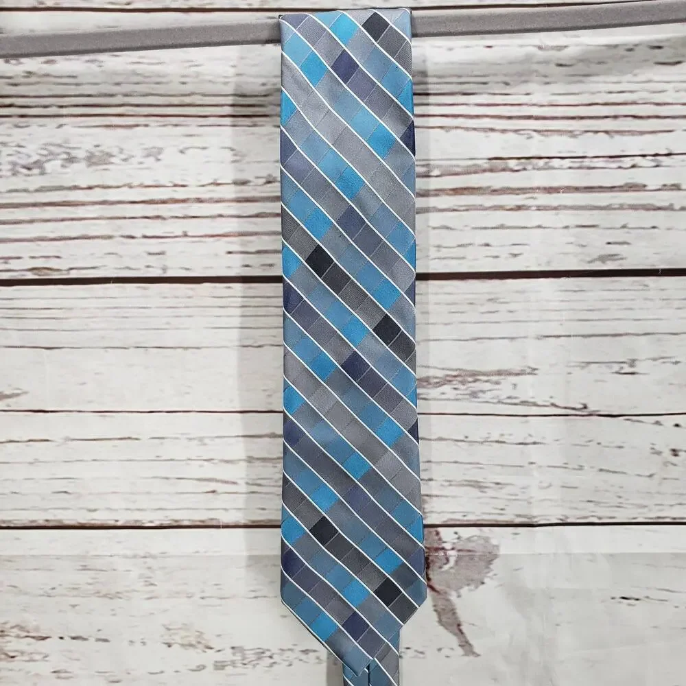Van Heusen Men's Blue Gray 100%Silk Neck Tie